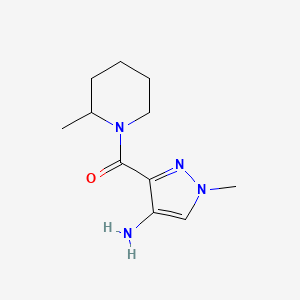 molecular formula C11H18N4O B2879654 1-Methyl-3-[(2-methylpiperidin-1-yl)carbonyl]-1H-pyrazol-4-amine CAS No. 1467864-04-5