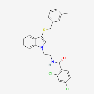 molecular formula C25H22Cl2N2OS B2879658 2,4-二氯-N-[2-[3-[(3-甲苯基)甲硫基]吲哚-1-基]乙基]苯甲酰胺 CAS No. 532975-72-7