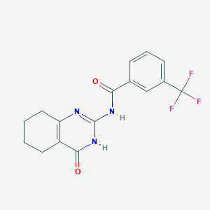molecular formula C16H14F3N3O2 B2879659 N-(4-oxo-3,4,5,6,7,8-hexahydro-2-quinazolinyl)-3-(trifluoromethyl)benzenecarboxamide CAS No. 338401-53-9