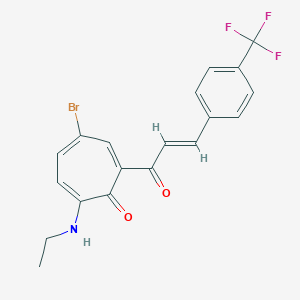 4-bromo-7-(ethylamino)-2-[(E)-3-[4-(trifluoromethyl)phenyl]prop-2-enoyl]cyclohepta-2,4,6-trien-1-one