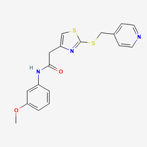 molecular formula C18H17N3O2S2 B2879671 N-(3-甲氧基苯基)-2-(2-((吡啶-4-基甲基)硫代)噻唑-4-基)乙酰胺 CAS No. 1021206-10-9