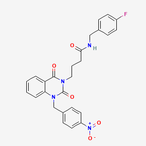 molecular formula C26H23FN4O5 B2879675 N-(4-氟苄基)-4-(1-(4-硝基苄基)-2,4-二氧代-1,2-二氢喹唑啉-3(4H)-基)丁酰胺 CAS No. 899901-68-9