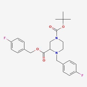B2879688 4-(4-Fluoro-benzyl)-piperazine-1,3-dicarboxylic acid 1-tert-butyl ester 3-(4-fluoro-benzyl) ester CAS No. 1261229-78-0