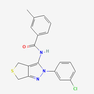 B2879694 N-(2-(3-chlorophenyl)-4,6-dihydro-2H-thieno[3,4-c]pyrazol-3-yl)-3-methylbenzamide CAS No. 450340-60-0