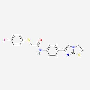 B2879719 N-(4-(2,3-dihydroimidazo[2,1-b]thiazol-6-yl)phenyl)-2-((4-fluorophenyl)thio)acetamide CAS No. 1209254-38-5