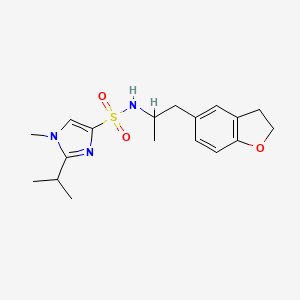 molecular formula C18H25N3O3S B2879732 N-(1-(2,3-二氢苯并呋喃-5-基)丙烷-2-基)-2-异丙基-1-甲基-1H-咪唑-4-磺酰胺 CAS No. 2034574-52-0