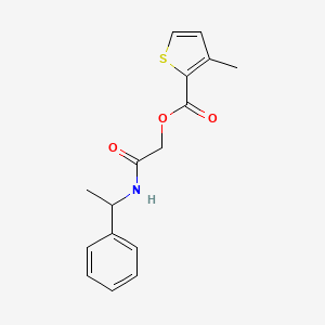 molecular formula C16H17NO3S B2879737 2-Oxo-2-((1-phenylethyl)amino)ethyl 3-methylthiophene-2-carboxylate CAS No. 479030-74-5
