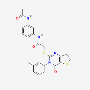 molecular formula C24H24N4O3S2 B2879739 N-(3-乙酰氨基苯基)-2-((3-(3,5-二甲苯基)-4-氧代-3,4,6,7-四氢噻吩并[3,2-d]嘧啶-2-基)硫代)乙酰胺 CAS No. 877653-76-4