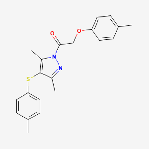 B2879741 1-[3,5-Dimethyl-4-(4-methylphenyl)sulfanylpyrazol-1-yl]-2-(4-methylphenoxy)ethanone CAS No. 636568-03-1