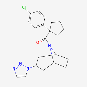 molecular formula C21H25ClN4O B2879745 ((1R,5S)-3-(1H-1,2,3-三唑-1-基)-8-氮杂双环[3.2.1]辛烷-8-基)(1-(4-氯苯基)环戊基)甲酮 CAS No. 2310153-83-2