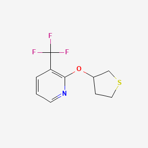 molecular formula C10H10F3NOS B2879781 2-(噻吩-3-基氧基)-3-(三氟甲基)吡啶 CAS No. 2176124-38-0