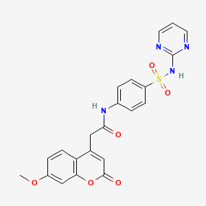 molecular formula C22H18N4O6S B2879791 2-(7-甲氧基-2-氧代-2H-色满-4-基)-N-(4-(N-(嘧啶-2-基)磺酰基)苯基)乙酰胺 CAS No. 919837-71-1