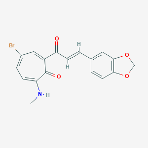 2-[3-(1,3-Benzodioxol-5-yl)acryloyl]-4-bromo-7-(methylamino)-2,4,6-cycloheptatrien-1-one