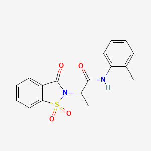 molecular formula C17H16N2O4S B2879801 2-(1,1-dioxido-3-oxobenzo[d]isothiazol-2(3H)-yl)-N-(o-tolyl)propanamide CAS No. 899955-08-9