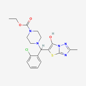 molecular formula C19H22ClN5O3S B2879804 Ethyl 4-((2-chlorophenyl)(6-hydroxy-2-methylthiazolo[3,2-b][1,2,4]triazol-5-yl)methyl)piperazine-1-carboxylate CAS No. 869343-90-8