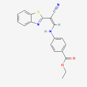 molecular formula C19H15N3O2S B2879805 (Z)-4-((2-(苯并[d]噻唑-2-基)-2-氰基乙烯基)氨基)苯甲酸乙酯 CAS No. 610758-84-4