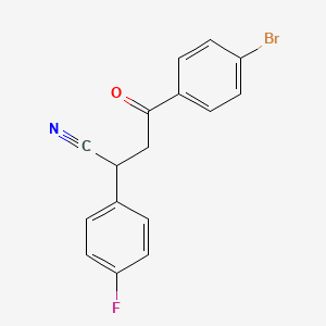 molecular formula C16H11BrFNO B2879806 4-(4-Bromophenyl)-2-(4-fluorophenyl)-4-oxobutanenitrile CAS No. 344282-35-5