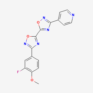 molecular formula C16H10FN5O3 B2879811 3-(3-Fluoro-4-methoxyphenyl)-3'-pyridin-4-yl-5,5'-bi-1,2,4-oxadiazole CAS No. 1775451-96-1