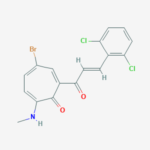 4-bromo-2-[(E)-3-(2,6-dichlorophenyl)prop-2-enoyl]-7-(methylamino)cyclohepta-2,4,6-trien-1-one
