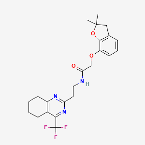 molecular formula C23H26F3N3O3 B2879825 2-((2,2-二甲基-2,3-二氢苯并呋喃-7-基)氧基)-N-(2-(4-(三氟甲基)-5,6,7,8-四氢喹唑啉-2-基)乙基)乙酰胺 CAS No. 1396637-45-8