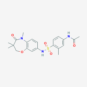 molecular formula C21H25N3O5S B2879843 N-(3-甲基-4-(N-(3,3,5-三甲基-4-氧代-2,3,4,5-四氢苯并[b][1,4]恶杂环庚-8-基)磺酰胺基)苯基)乙酰胺 CAS No. 921903-66-4