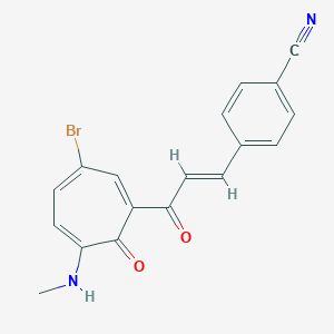 molecular formula C18H13BrN2O2 B287985 4-[(E)-3-[3-bromo-6-(methylamino)-7-oxocyclohepta-1,3,5-trien-1-yl]-3-oxoprop-1-enyl]benzonitrile 