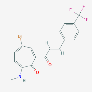 molecular formula C18H13BrF3NO2 B287986 4-bromo-7-(methylamino)-2-[(E)-3-[4-(trifluoromethyl)phenyl]prop-2-enoyl]cyclohepta-2,4,6-trien-1-one 