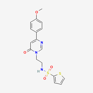 molecular formula C17H17N3O4S2 B2879873 N-(2-(4-(4-甲氧基苯基)-6-氧代嘧啶-1(6H)-基)乙基)噻吩-2-磺酰胺 CAS No. 1351617-81-6