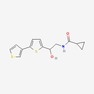 molecular formula C14H15NO2S2 B2879881 N-(2-([2,3'-bithiophen]-5-yl)-2-hydroxyethyl)cyclopropanecarboxamide CAS No. 2309602-97-7