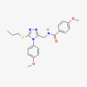 molecular formula C21H24N4O3S B2879886 4-methoxy-N-((4-(4-methoxyphenyl)-5-(propylthio)-4H-1,2,4-triazol-3-yl)methyl)benzamide CAS No. 476431-65-9