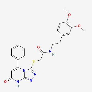 molecular formula C23H23N5O4S B2879887 N-(3,4-dimethoxyphenethyl)-2-((7-oxo-5-phenyl-7,8-dihydro-[1,2,4]triazolo[4,3-a]pyrimidin-3-yl)thio)acetamide CAS No. 894998-62-0