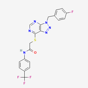 molecular formula C20H14F4N6OS B2879905 2-((3-(4-fluorobenzyl)-3H-[1,2,3]triazolo[4,5-d]pyrimidin-7-yl)thio)-N-(4-(trifluoromethyl)phenyl)acetamide CAS No. 863457-88-9