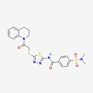 molecular formula C22H23N5O4S3 B2879916 N-(5-((2-(3,4-二氢喹啉-1(2H)-基)-2-氧代乙基)硫代)-1,3,4-噻二唑-2-基)-4-(N,N-二甲基磺酰胺基)苯甲酰胺 CAS No. 392300-49-1