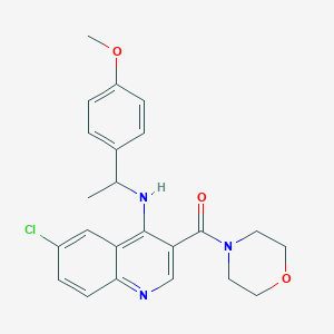 molecular formula C23H24ClN3O3 B2879958 (6-Chloro-4-{[1-(4-methoxyphenyl)ethyl]amino}quinolin-3-yl)(morpholin-4-yl)methanone CAS No. 1326936-28-0