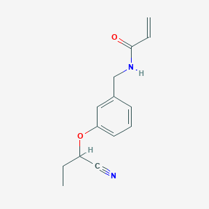 molecular formula C14H16N2O2 B2879964 N-[[3-(1-Cyanopropoxy)phenyl]methyl]prop-2-enamide CAS No. 2411257-76-4