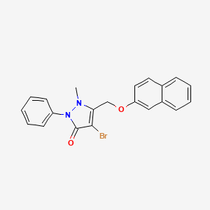 molecular formula C21H17BrN2O2 B2879968 4-溴-2-甲基-3-(2-萘甲氧基甲基)-1-苯基-3-吡唑啉-5-酮 CAS No. 1022545-28-3