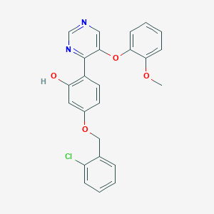 molecular formula C24H19ClN2O4 B2879981 5-[(2-Chlorophenyl)methoxy]-2-[5-(2-methoxyphenoxy)pyrimidin-4-yl]phenol CAS No. 904005-70-5