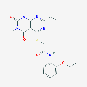 molecular formula C20H23N5O4S B2879984 N-(2-ethoxyphenyl)-2-((2-ethyl-6,8-dimethyl-5,7-dioxo-5,6,7,8-tetrahydropyrimido[4,5-d]pyrimidin-4-yl)thio)acetamide CAS No. 852169-82-5