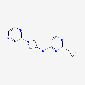 molecular formula C16H20N6 B2879986 2-Cyclopropyl-N,6-dimethyl-N-(1-pyrazin-2-ylazetidin-3-yl)pyrimidin-4-amine CAS No. 2415585-12-3