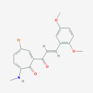 molecular formula C19H18BrNO4 B287999 4-Bromo-2-[3-(2,5-dimethoxyphenyl)acryloyl]-7-(methylamino)-2,4,6-cycloheptatrien-1-one 