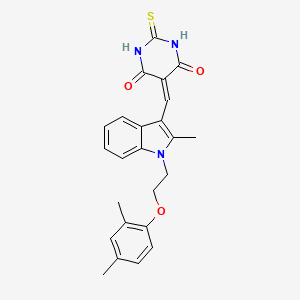 molecular formula C24H23N3O3S B2879995 5-[[1-[2-(2,4-Dimethylphenoxy)ethyl]-2-methylindol-3-yl]methylidene]-2-sulfanylidene-1,3-diazinane-4,6-dione CAS No. 667880-38-8