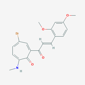 molecular formula C19H18BrNO4 B288000 4-Bromo-2-[3-(2,4-dimethoxyphenyl)acryloyl]-7-(methylamino)-2,4,6-cycloheptatrien-1-one 