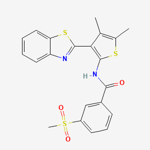 molecular formula C21H18N2O3S3 B2880010 N-(3-(benzo[d]thiazol-2-yl)-4,5-dimethylthiophen-2-yl)-3-(methylsulfonyl)benzamide CAS No. 886960-94-7