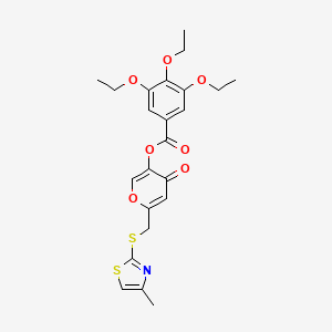 molecular formula C23H25NO7S2 B2880011 6-(((4-methylthiazol-2-yl)thio)methyl)-4-oxo-4H-pyran-3-yl 3,4,5-triethoxybenzoate CAS No. 896303-45-0
