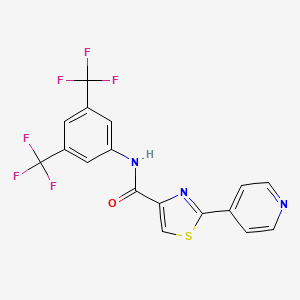molecular formula C17H9F6N3OS B2880013 N-[3,5-bis(trifluoromethyl)phenyl]-2-(4-pyridinyl)-1,3-thiazole-4-carboxamide CAS No. 338396-90-0
