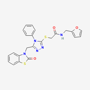 molecular formula C23H19N5O3S2 B2880028 N-(furan-2-ylmethyl)-2-((5-((2-oxobenzo[d]thiazol-3(2H)-yl)methyl)-4-phenyl-4H-1,2,4-triazol-3-yl)thio)acetamide CAS No. 847402-10-2