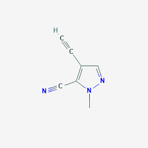 molecular formula C7H5N3 B2880030 4-乙炔基-2-甲基吡唑-3-碳腈 CAS No. 2408958-89-2