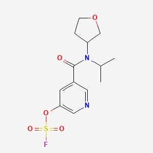 molecular formula C13H17FN2O5S B2880038 3-Fluorosulfonyloxy-5-[oxolan-3-yl(propan-2-yl)carbamoyl]pyridine CAS No. 2418719-70-5