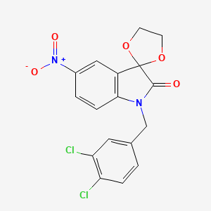 molecular formula C17H12Cl2N2O5 B2880044 3-(1',3'-dioxolynyl)-1-(3,4-dichlorobenzyl)-5-nitro-1,3-dihydro-2H-indol-2-one CAS No. 866152-45-6