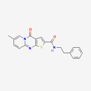 molecular formula C20H17N3O2S B2880049 7-甲基-4-氧代-N-(2-苯乙基)-4H-吡啶并[1,2-a]噻吩并[2,3-d]嘧啶-2-甲酰胺 CAS No. 1021260-47-8